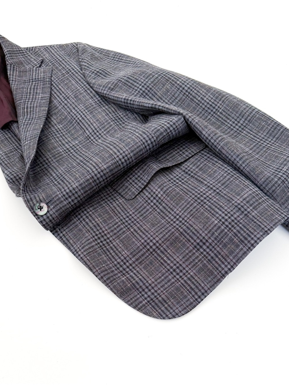 NEW Hickey Freeman Wool Silk Linen Gray Blue Plaid Blazer Sport Coat 40R Men's - Picture 13 of 16